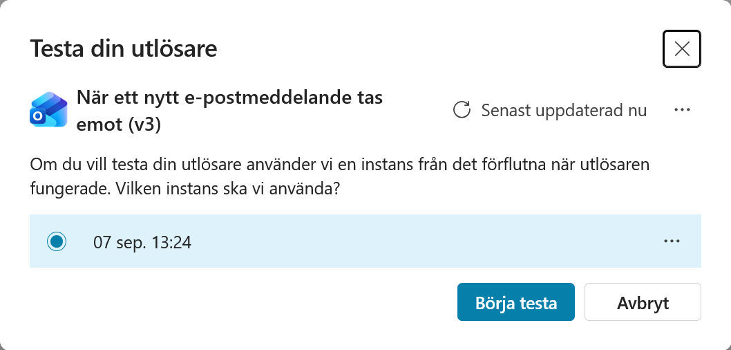 Välj det inkomna mejlet och starta testet