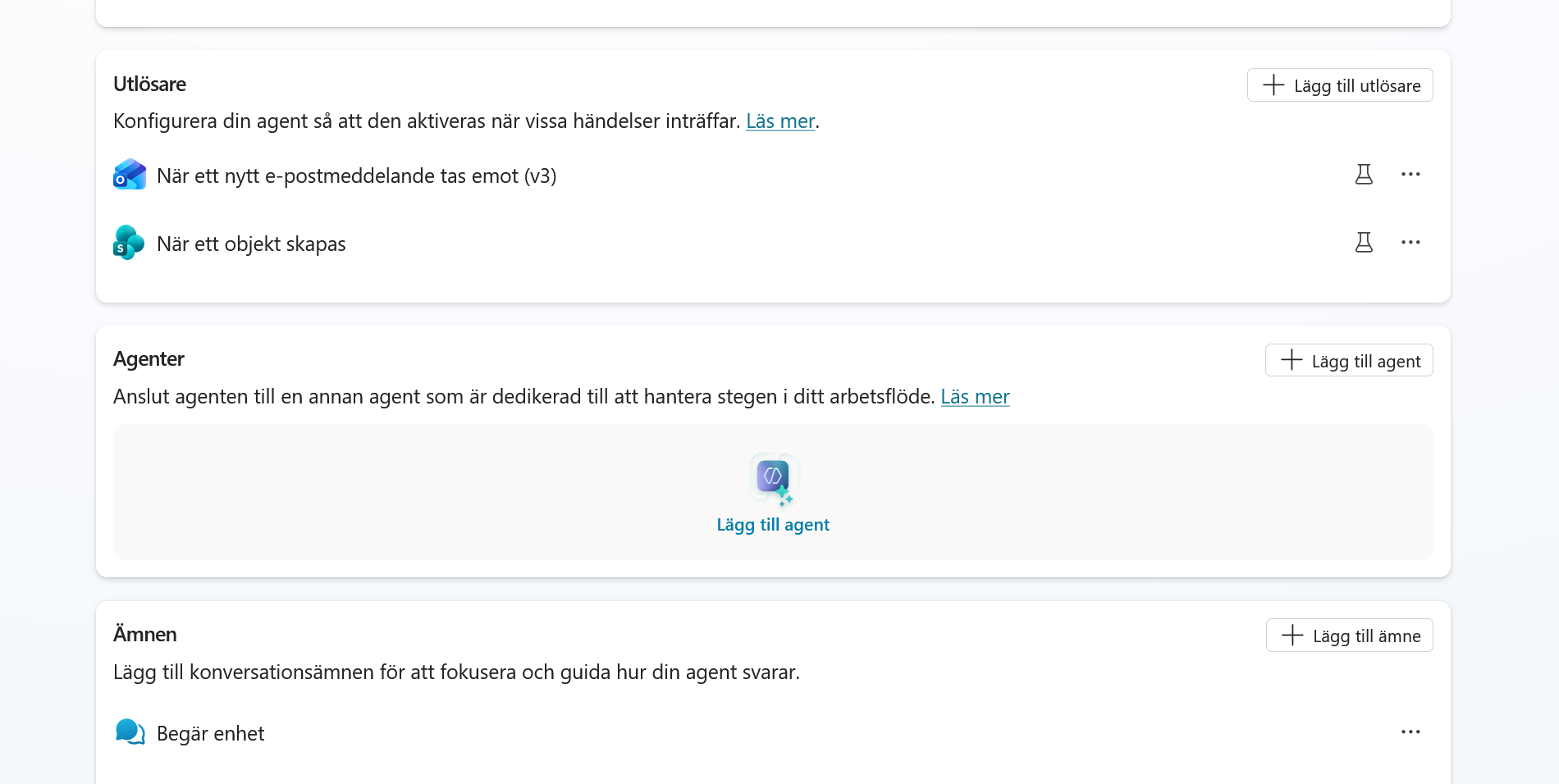 Öppna området Agenter från översikten