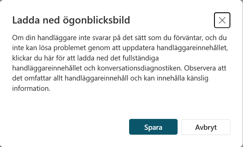 Dialogrutan som beskriver vad ögonblicksbilden innehåller