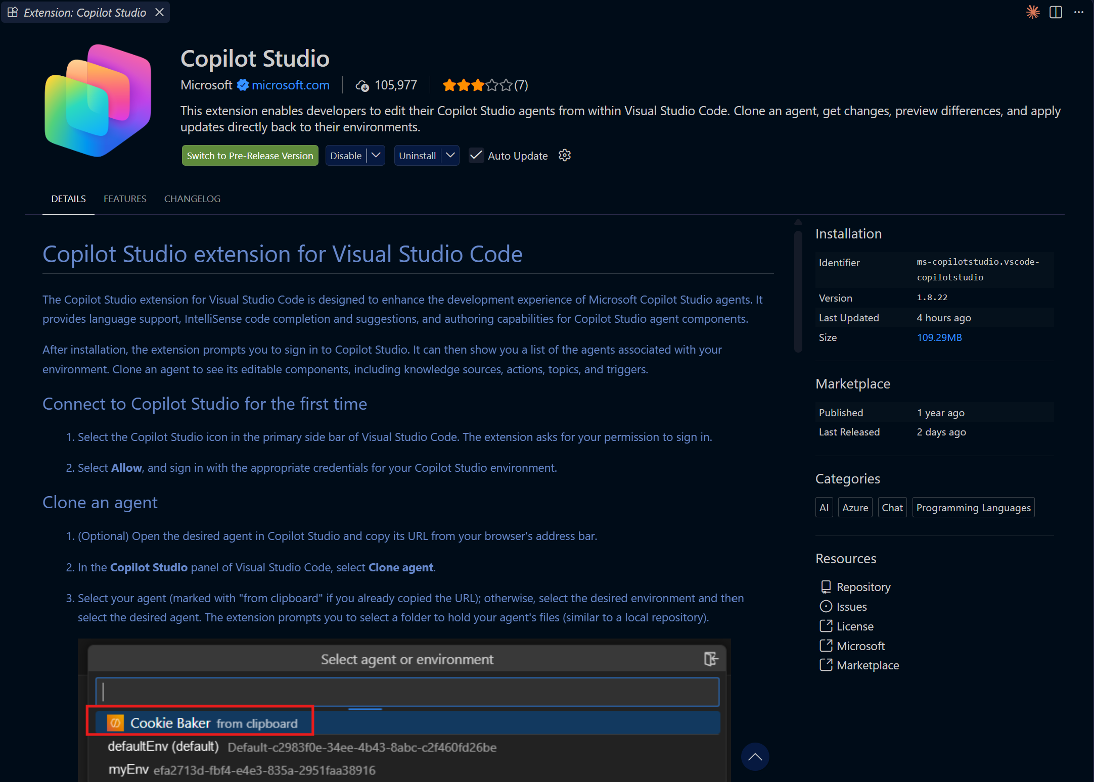 Informationssidan för Microsofts Copilot Studio-tillägg